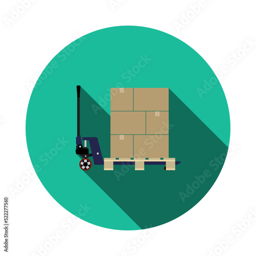 Hand Hydraulic Pallet Truc With Boxes Icon
