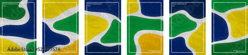 Brazil Independence Day theme color tone, hues crushed paper vertical background template frame. 7 September. 6 color collection Set. User interface backdrop texture pattern. Online app visual concept