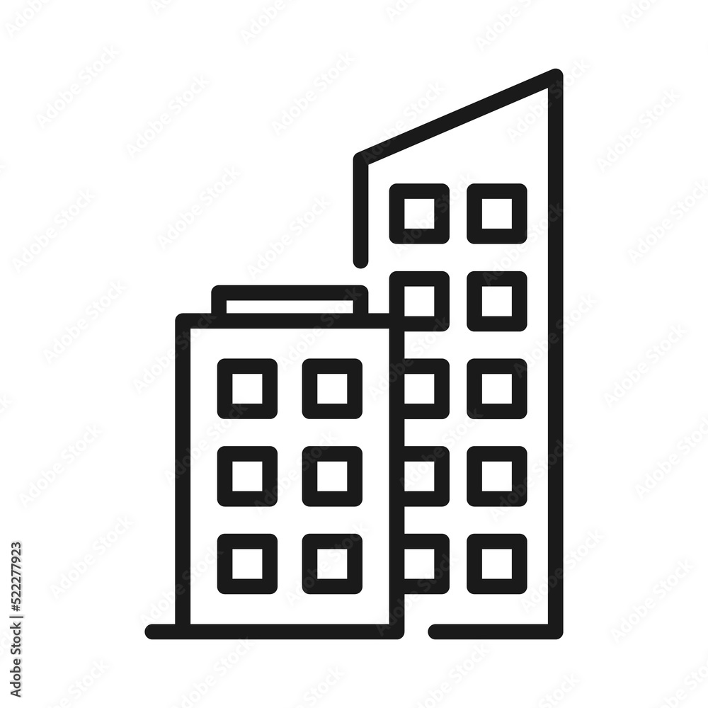 Office building outline icon. Apartment illustration Office building outline icon. Apartment illustration