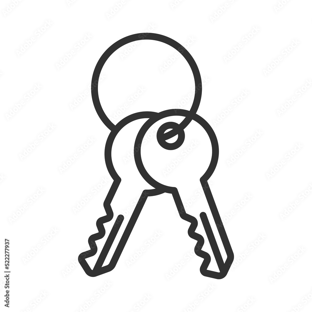Car key outline icon. Alarm system chain illustration.
