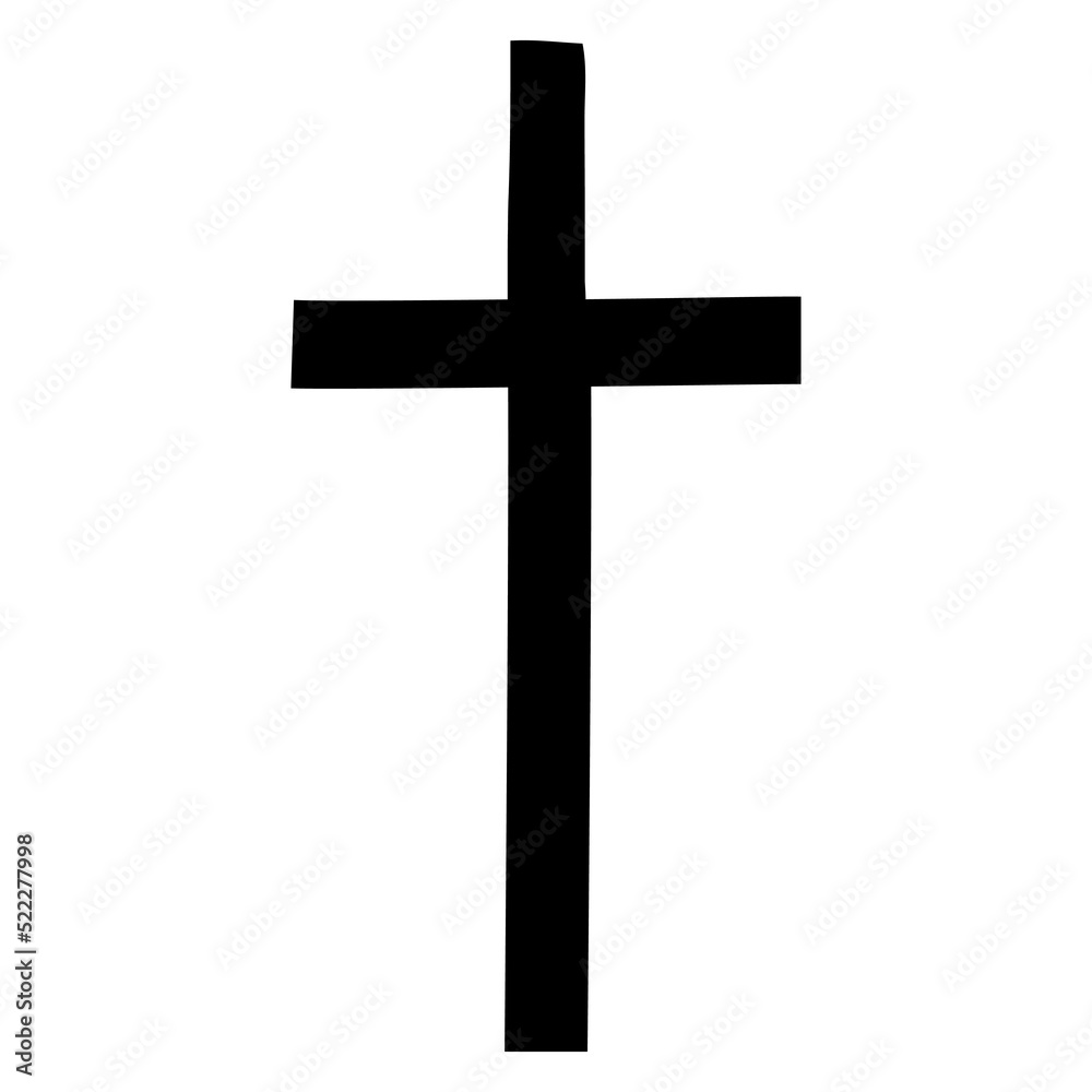 Christian cross vector symbol flat and contour style