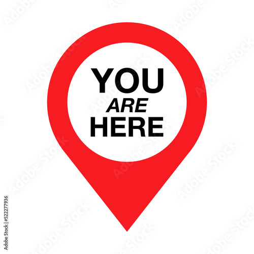 You Are Here Location logo. Marker location you are here illustration.