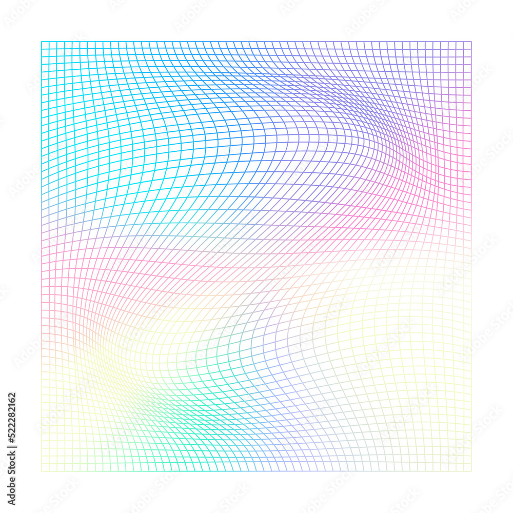 Obraz premium Distorted Grid Filled With Holographic Gradient