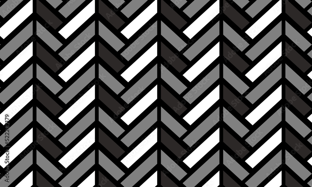 black and white background with seamless pattern. geometric style - stock vector.