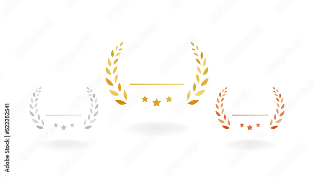 set of gold silver and bronze medals flat icons / award / prize / rank / ranking	
 - obrazy, fototapety, plakaty 