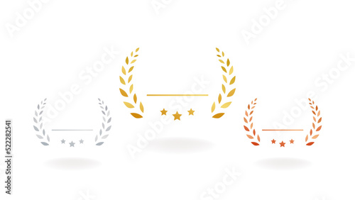 set of gold silver and bronze medals flat icons / award / prize / rank / ranking	
 photo
