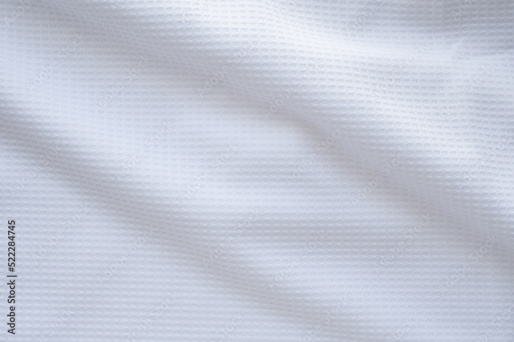 Fototapeta premium White sports clothing fabric football shirt jersey texture abstract background