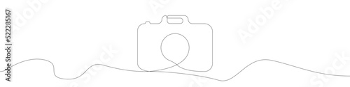 Photo camera icon line continuous drawing vector. One line photo camera icon vector background. Photo camera icon. Continuous outline of a photo camera icon.