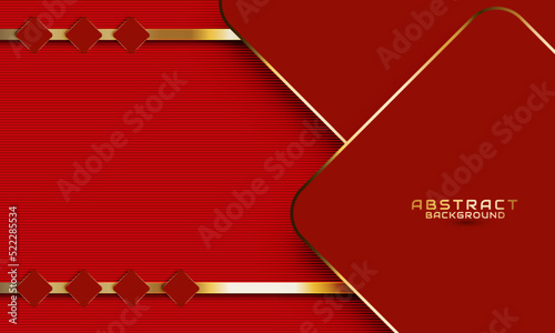 Luxury red background with golden geometric shape