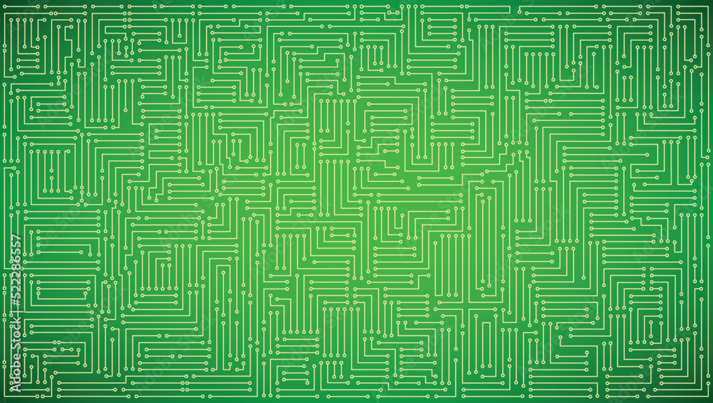 Microcircuits on a green background Microcircuits on a green background