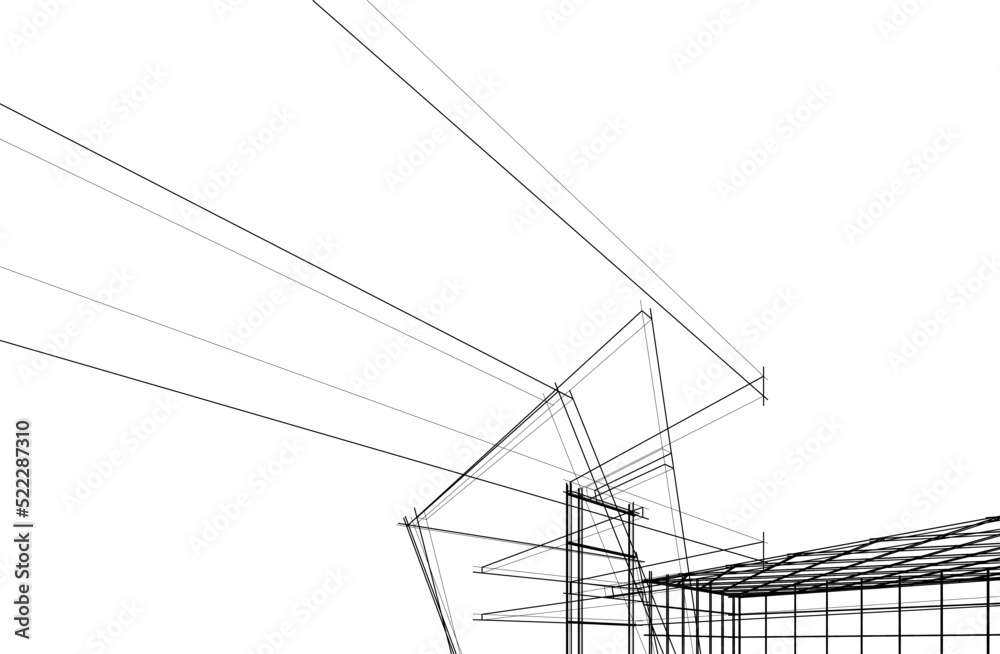 Architecture building 3d drawing vector illustration Architecture building 3d drawing vector illustration