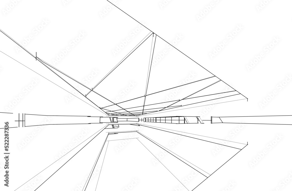 Fototapeta premium Architecture building 3d drawing vector illustration