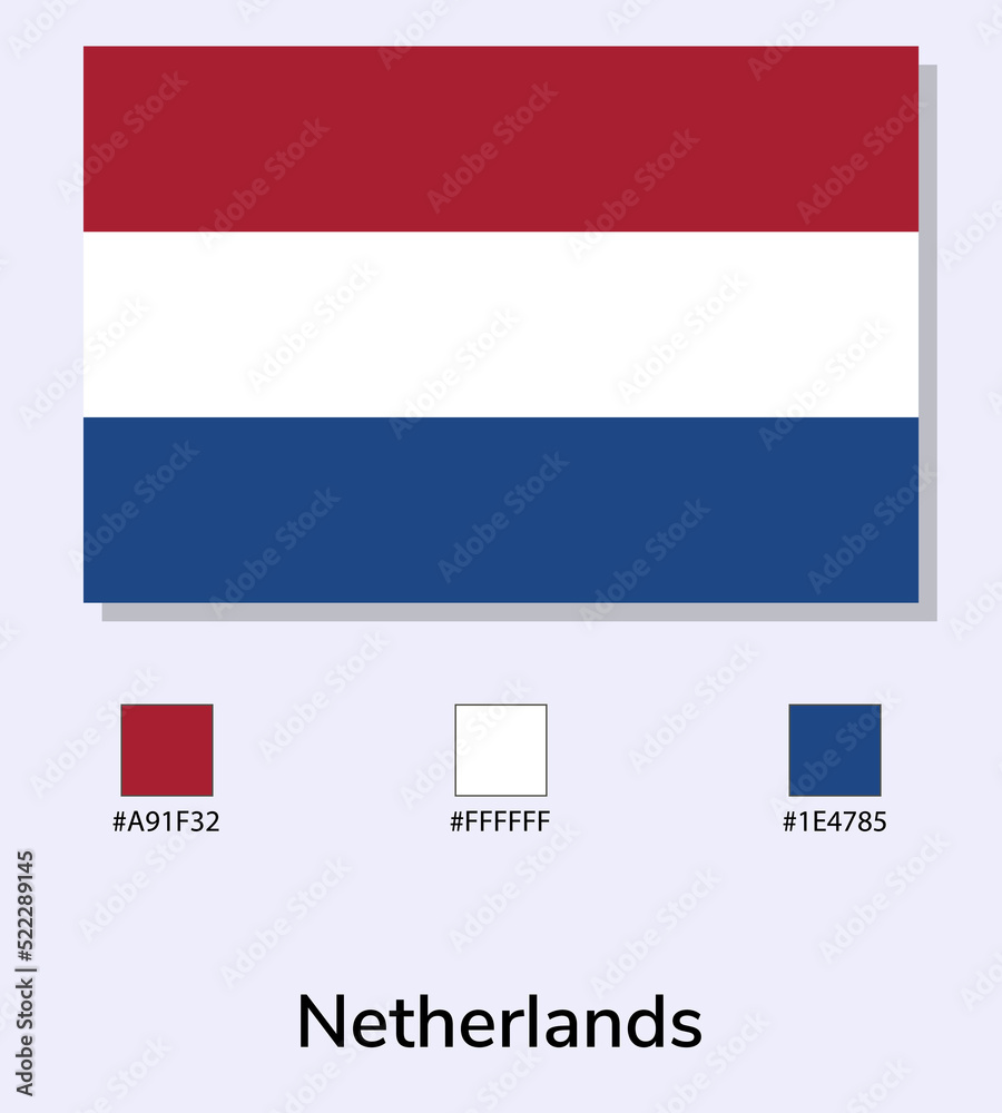 Vector Illustration Of Netherlands Flag Isolated On Light Blue 