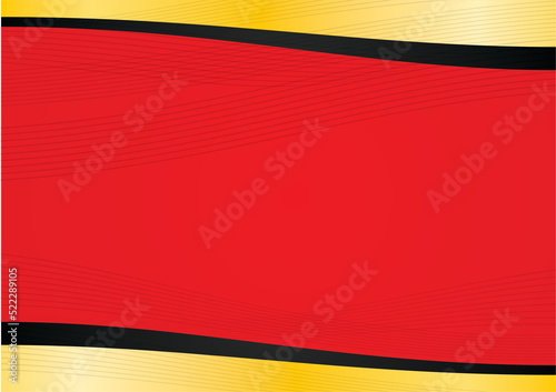 Abstract red background with black and golden border.