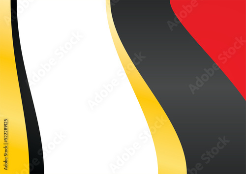 Abstract curved golden, gray and red border.