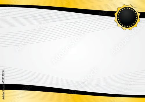 Certificate template with curved golden border.
