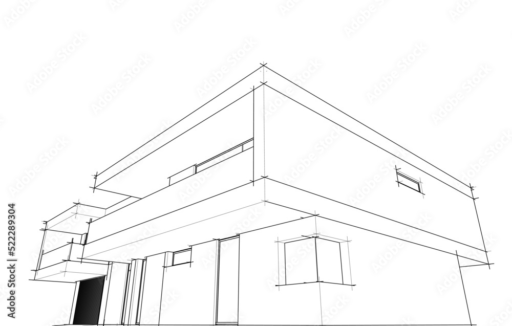 Modern house architectural drawing