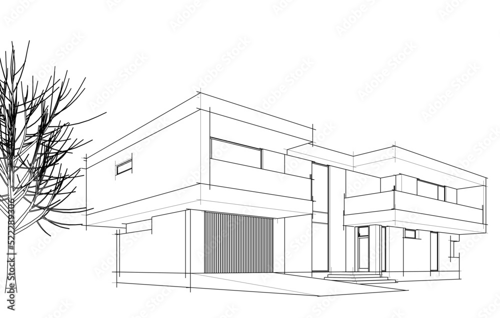 Modern house architectural drawing