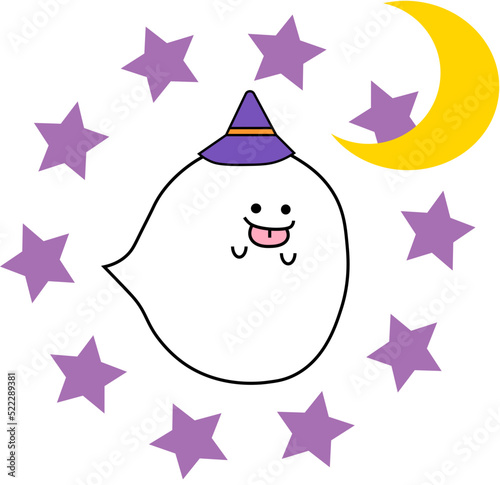ハロウィンのお化け、星に囲まれる