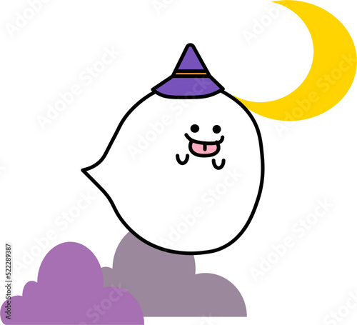 ハロウィンのお化け、夜空の散歩