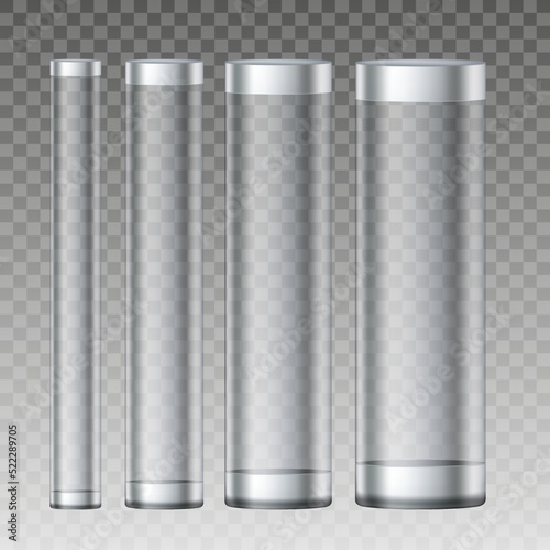 3D Cylinder Glass Tube With Metall Caps
