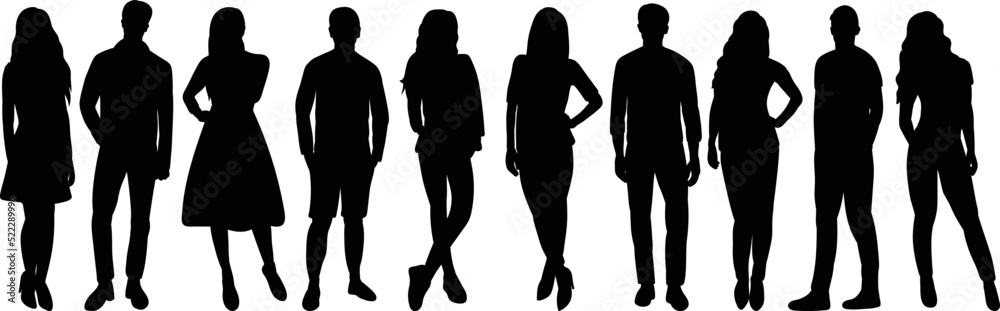 silhouette people on white background isolated