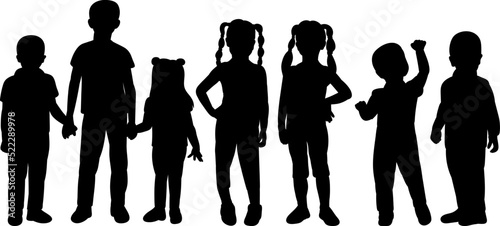 silhouette kids on white background isolated  vector