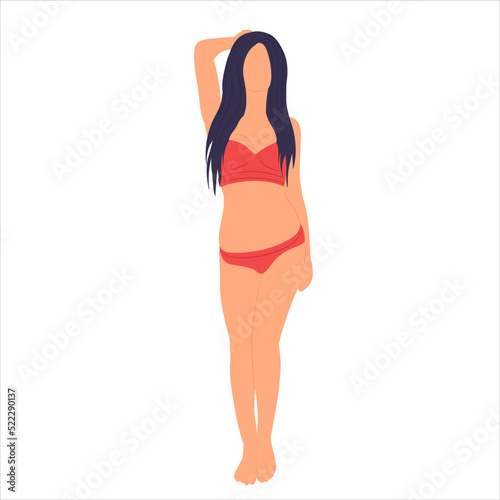 woman in lingerie in flat style, isolated
