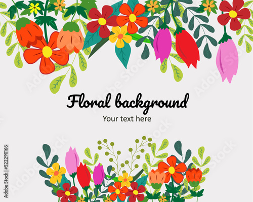 Different, colorful hand-drawn flowers element vector, floral background, vivid colors.