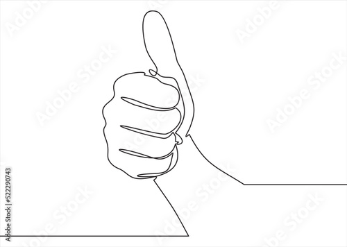 continuous line hand thumbs up vector