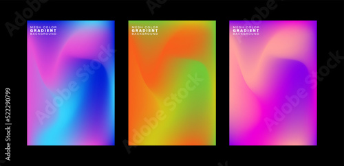 set of colorful banners with background,mesh color gradiant background.