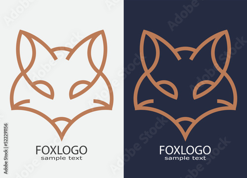 simple beautiful line design fox head logo