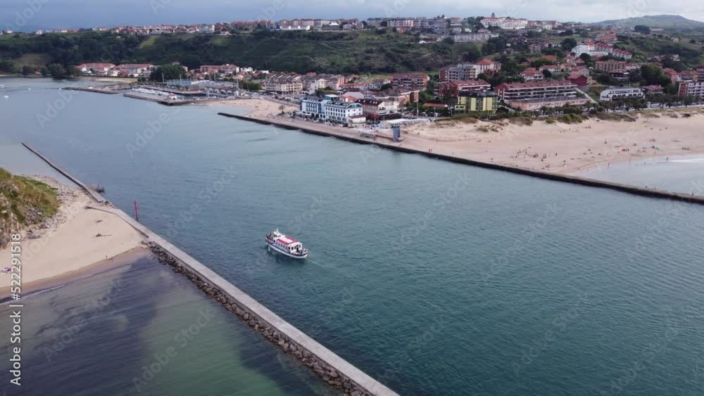 Drone aerial view of Suances beach in Cantabria Drone aerial view of Suances beach in Cantabria
