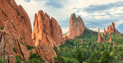 Sunrise on the red rocks of the Garden of the Gods State Park in Colorado Springs