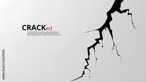 3D White Crack Effect. Earthquake Or Damaged Wall