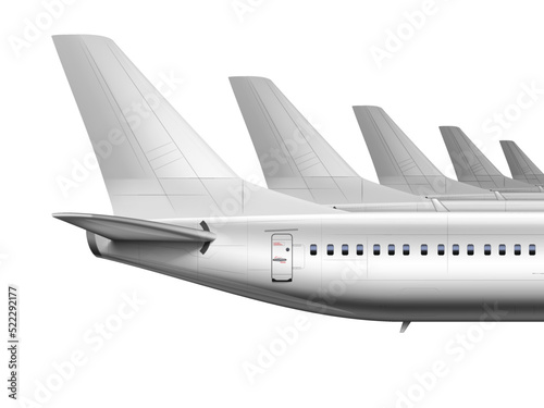 3D Blank Glossy White Airplane Or Airliner Tail