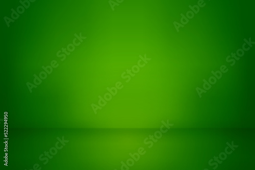 Green studio background. Abstract empty room with soft light for product. Simple light blue color backdrop. Line horizon. Cyan gradient background. Texture blank wall and floor. Vector illustration