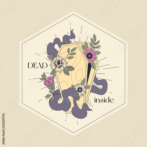 Half Opened Coffin With DEAD INSIDE Text