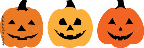Set Scary Pumpkin Halloween vector illustration