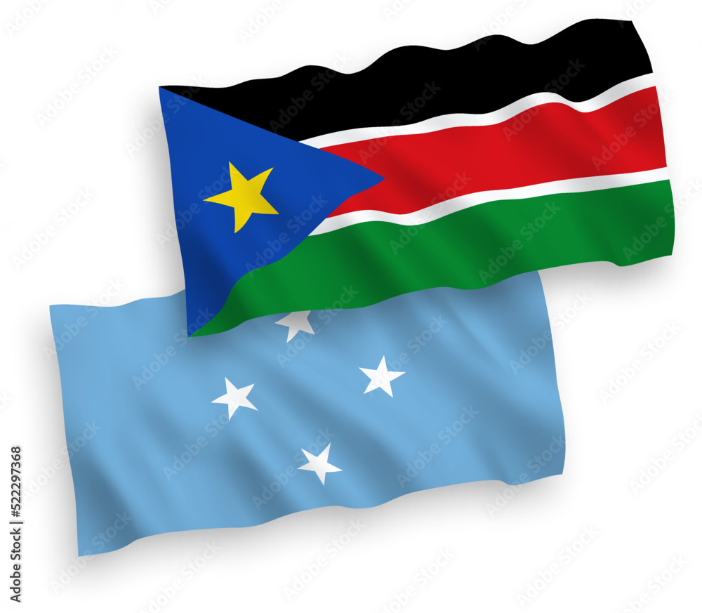 Flags of Federated States of Micronesia and Republic of South Sudan on a white background Flags of Federated States of Micronesia and Republic of South Sudan on a white background