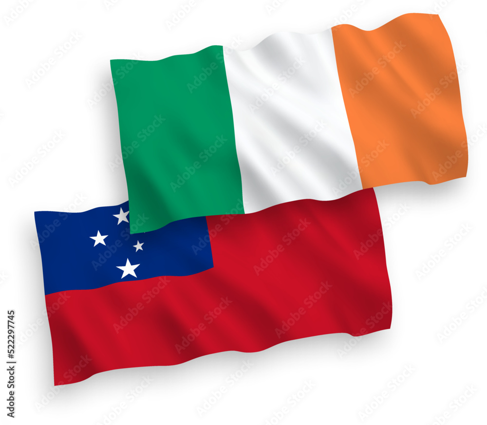 Flags of Ireland and Independent State of Samoa on a white background Flags of Ireland and Independent State of Samoa on a white background