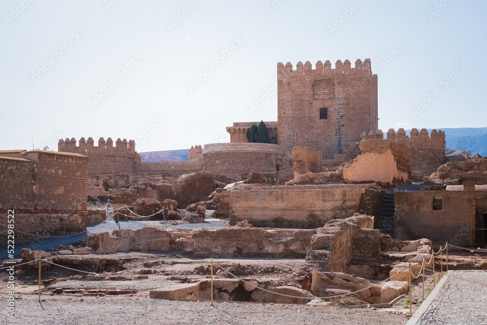 Cityscape of the Alcazaba (castle) of Almeria (Almeria, Spain)