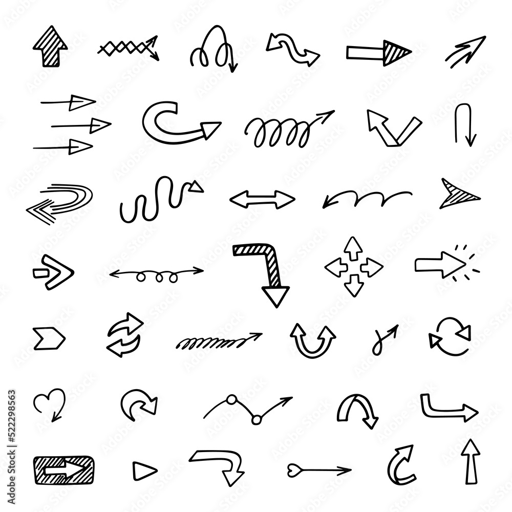 Vector set of hand drawn arrows, elements for presentation Vector set of hand drawn arrows, elements for presentation
