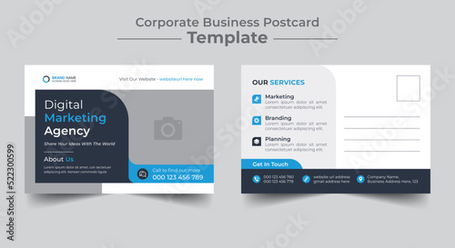 Corporate business postcard or eddm postcard design template layout, digital marketing business postcard