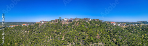 Panoramic view of a residential area at the top of a mountain at Austin, Texas