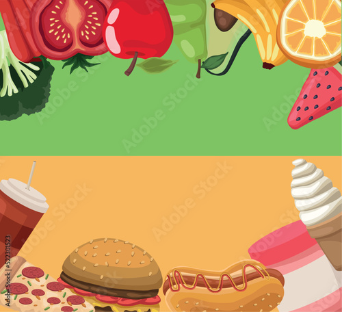 food ingredients border frame