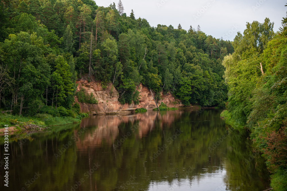 Fototapeta premium Latvia. Sigulda. Devil's rock with river Gauja.
