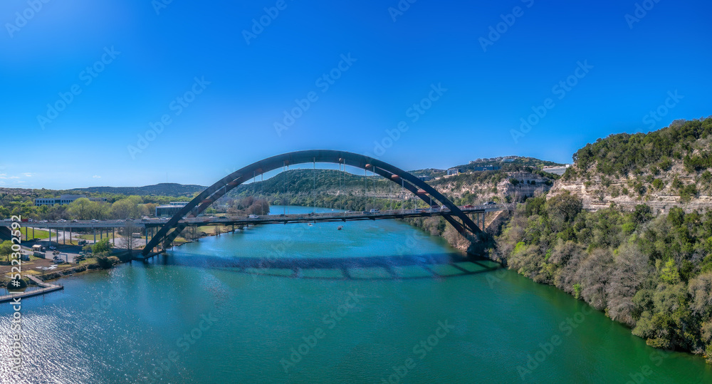 Austin, Texas- Through arch bridge and Colorado River Austin, Texas- Through arch bridge and Colorado River