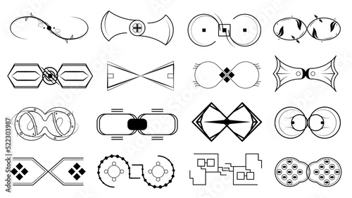 Set Black Collection Simple Line Infinity Signs Doodle Outline Element Vector Design Style Sketch Isolated Illustration