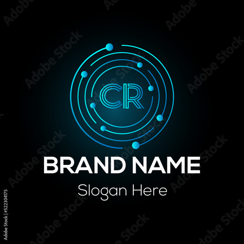 Abstract CR letter modern initial lettermarks logo design	